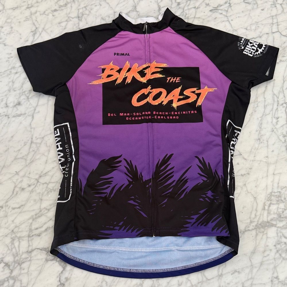 Women’s Sz L Primal Purple and Black Bike the Coast Jersey